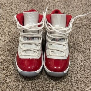 Jordan Red and White High-Top Sneakers